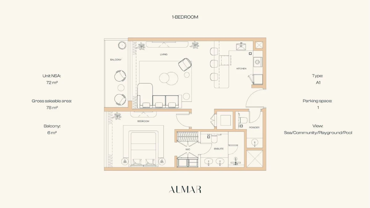 A1 · One bedroom — ALMAR Residences