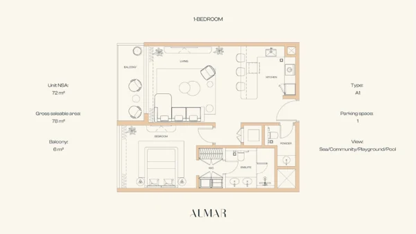 ALMAR Residences — A1 · One bedroom