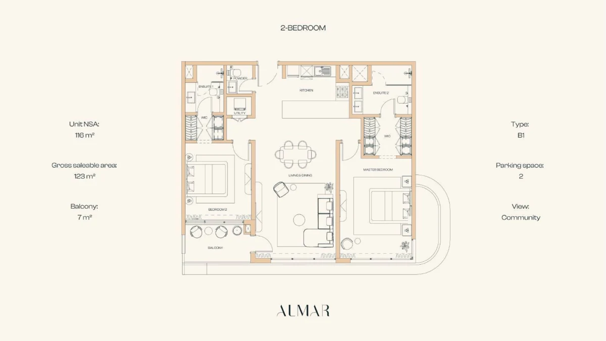 B1 · Two bedrooms — ALMAR Residences