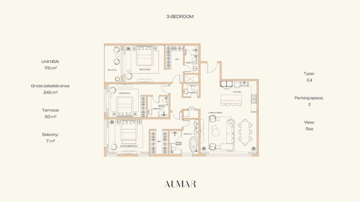 C4 · Three bedrooms — ALMAR Residences