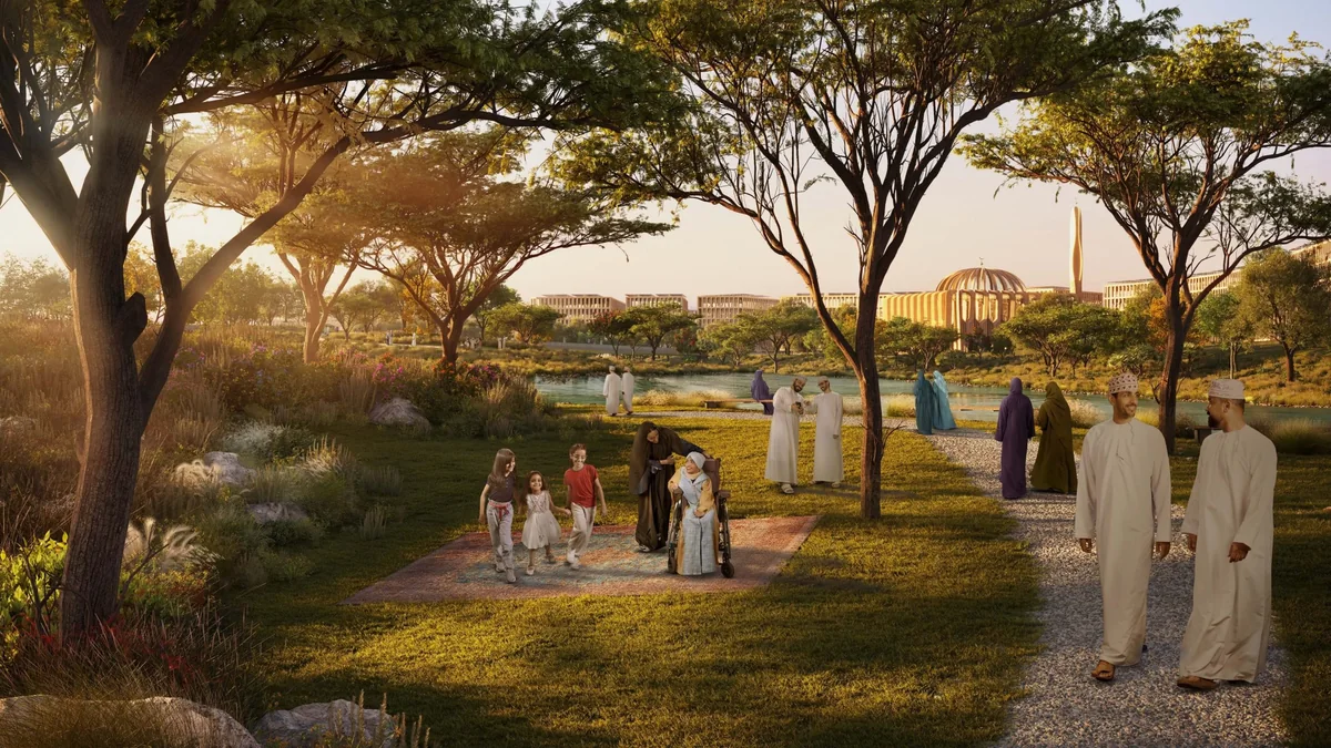 Illustration of a planned landscaped park in Hay Al Wafaa