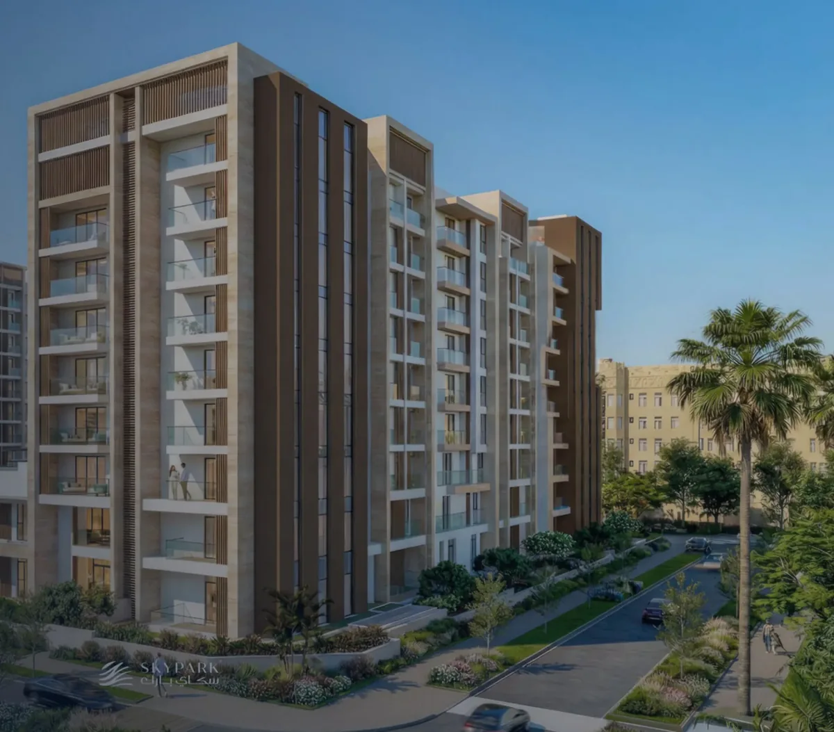 Daytime architectural illustration of Sky Park by Tathmeer
