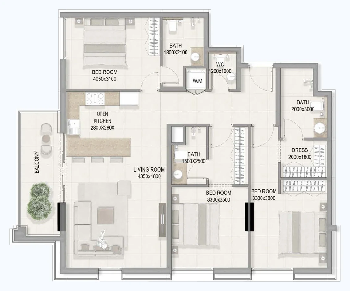 C6 · Three bedrooms — Sky Park